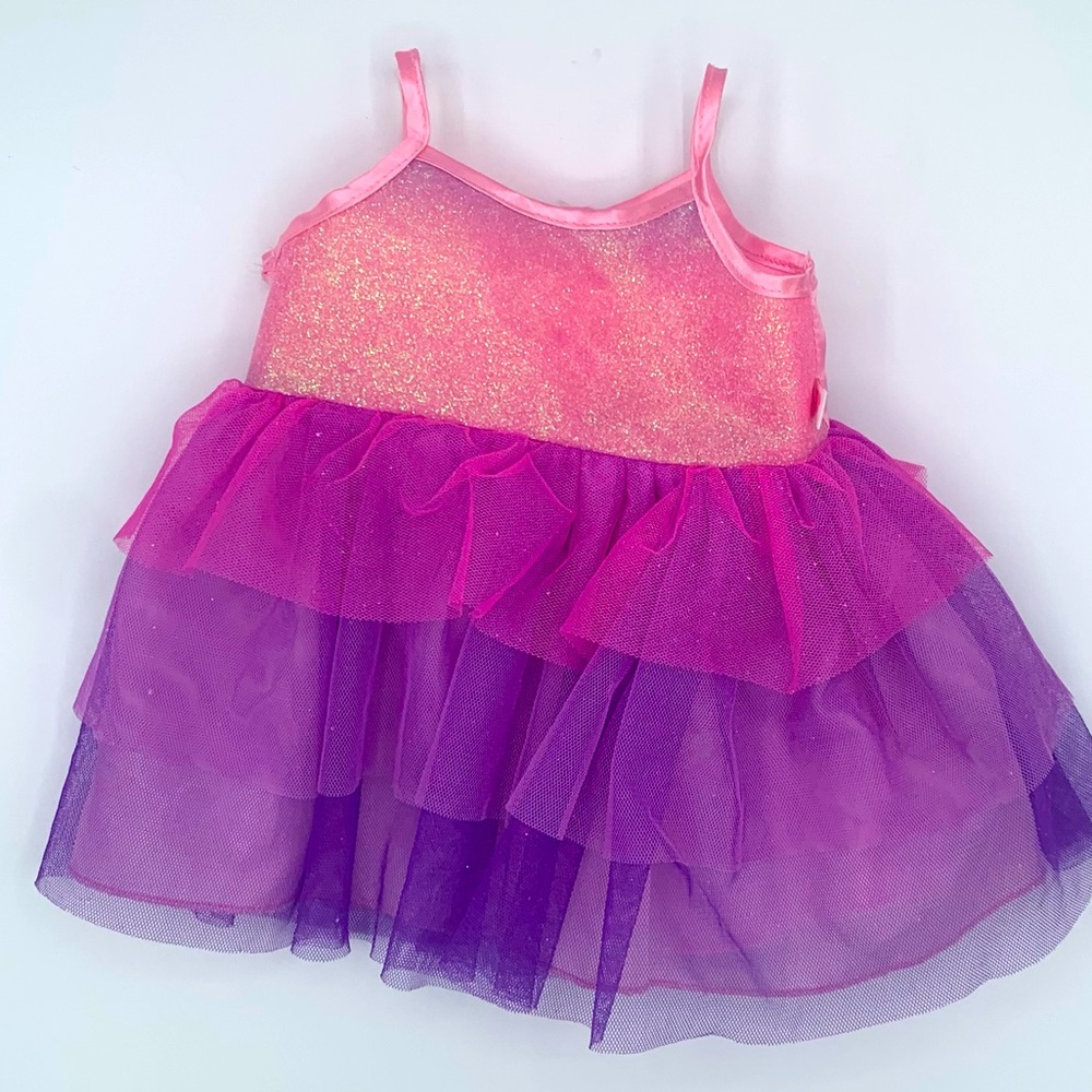 Build A Bear BAB Tutu tulle dress pink purple pastel shimmer glitter 02/2022